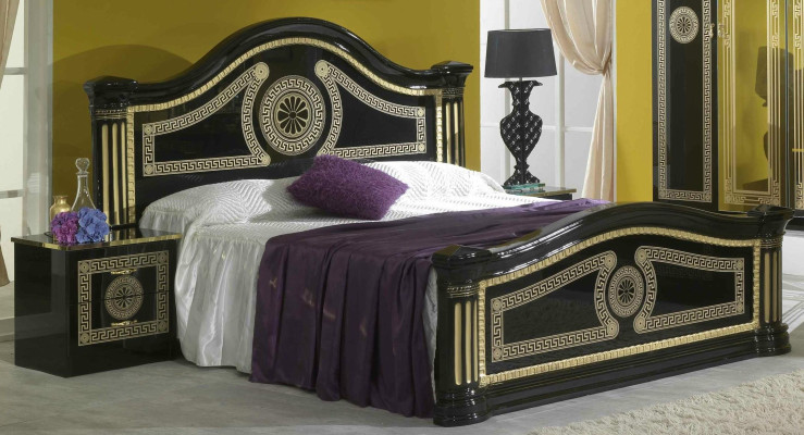 Design Bedroom 3 pcs. Bed Luxury 2x Bedside table Classic r Beds Set