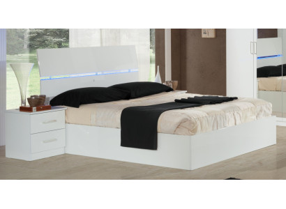 Double bed Bed 2x Bedside tables Wood Design Beds Modern Style 3pcs. LED light
