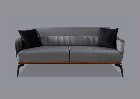 Luxury Sofa 3 Seat Couch Wood Furniture Three Seater Sofas Gray Couches Fabric