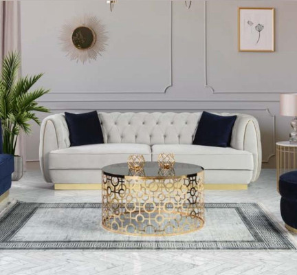Sofa Elegant Chesterfield Seat Furniture White Three-Seater Couch Velvet new
