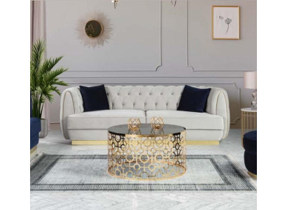 Sofa Elegant Chesterfield Seat Furniture White Three-Seater Couch Velvet new