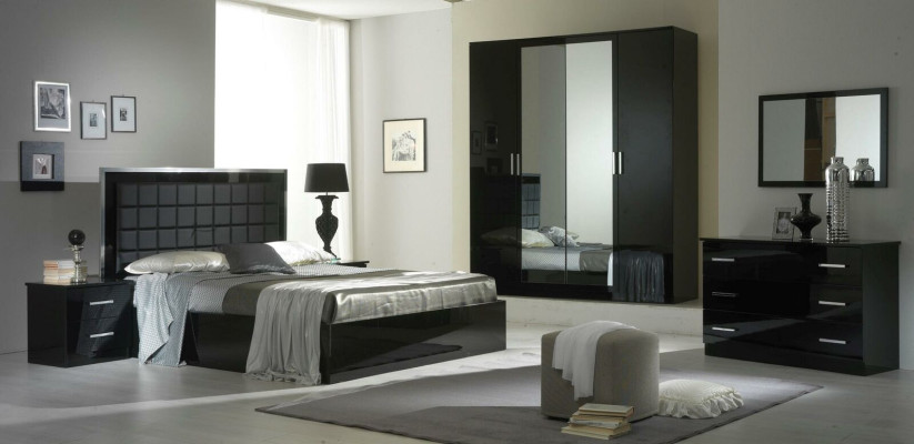 Table Classic Mirror Chest of drawers Dressing table Bedroom Stool Set high gloss