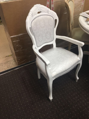 Chair White Silver Design Living room Dining room Wood Chairs Upholstery Made in Italy