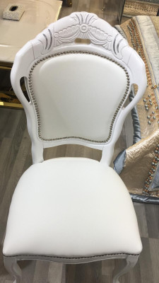 Chair White Silver Design Living room Dining room Wood Chairs Upholstery Made in Italy