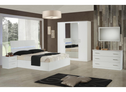 Design Bedroom 6 pcs. Complete's Set Bed Bedside table Chest of drawers Mirror Wood