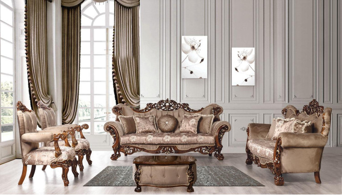 Sofa set Sofa Couch Beige Coffee table Upholstery Furniture Velvet 5-piece Sofas