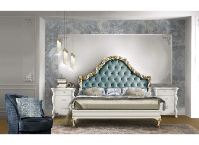 3pcs. Bedroom Set Bed 2x Bedside table Console Hotel Beds Double Upholstery