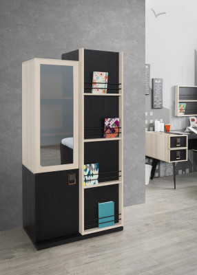 Books Shelf Black Youth Room Shelves Wardrobe Wood for Furniture