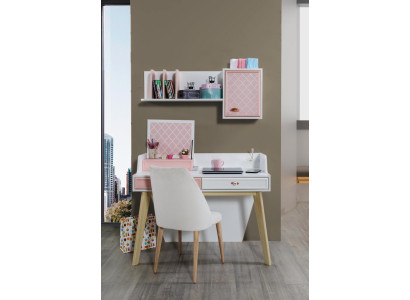 Desk Wall shelf Wood Childrens room Desks Room Furniture Design Pink