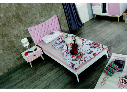 Childrens room Luxury Bed Bedside table Pink Set Furniture Design 2pcs. Console