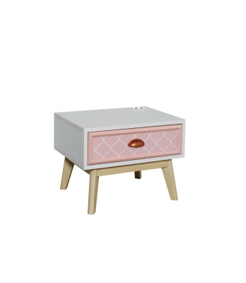 Childrens room Luxury Bed Bedside table Pink Set Furniture Design 2pcs. Console