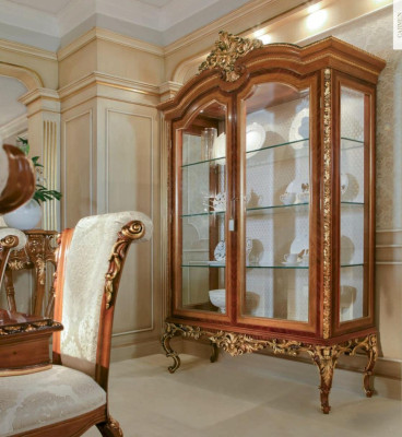 Display case Cabinets Showcases Wood Luxury Glass Cabinet Furniture Baroque
