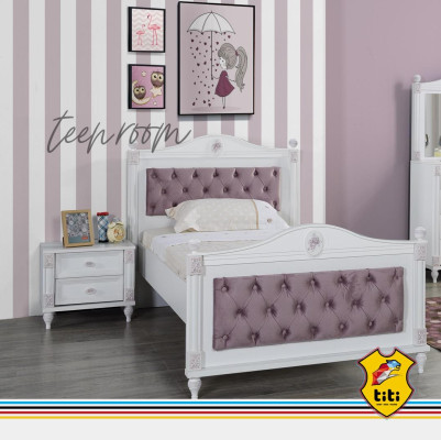 Designer Bed Bedside table Bedroom Youth Room Set Furniture 2pcs. Beds
