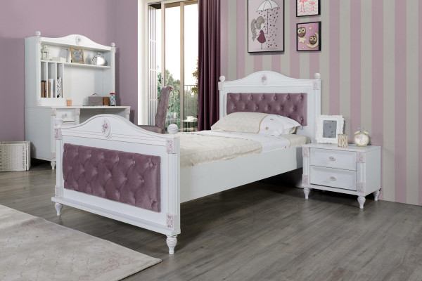 Designer Bed Bedside table Bedroom Youth Room Set Furniture 2pcs. Beds