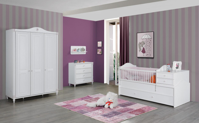 Design Wardrobe Childrens room Wardrobe Furniture Wood White Luxury