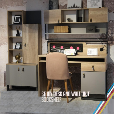 Designer youth room bedroom bed bedside table desk 3 pieces.