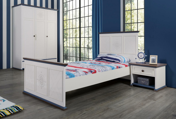 Youth Room Bed Bedside table Furniture Wardrobe Complete 3-piece.
