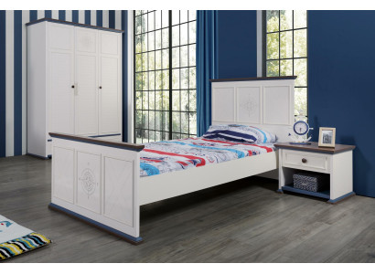 Youth Room Bed Bedside table Furniture Wardrobe Complete 3-piece.