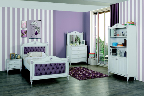 Design youth room set bed bedside tables chest of drawers complete 4 pieces.