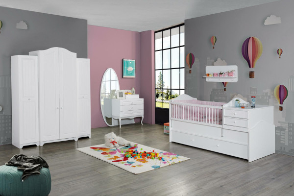Childrens room Childrens bed Furniture Complete Set Chest of drawers Wardrobe 4pcs.
