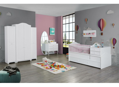 Childrens room Childrens bed Furniture Complete Set Chest of drawers Wardrobe 4pcs.