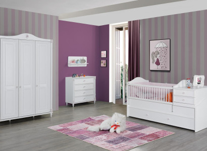 Baby bed Childrens bed Wardrobe Chest of drawers Childrens room Furniture Wood 3-piece Set new