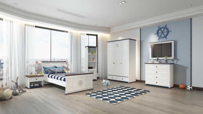 Childrens room Set Bed Bedside table Wardrobe Chest of drawers Bedroom 6pcs.