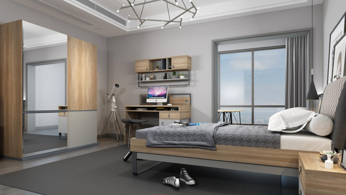 Youth Room Set Bed Wardrobe Children Bedroom new 5-piece set