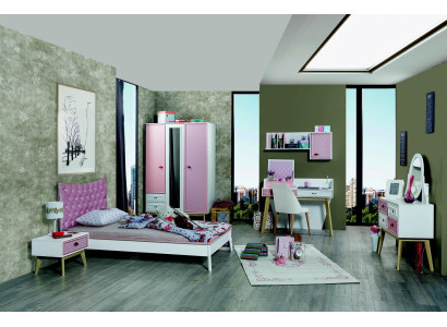 Complete Children's room 6 pieces. Wardrobe Bed Desk Chest of drawers Wall shelf