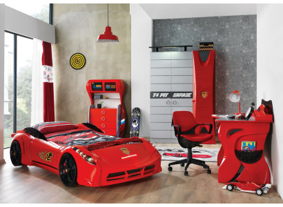Car Set Bed Wardrobe Chest of drawers Desk Young Furniture 4pcs.