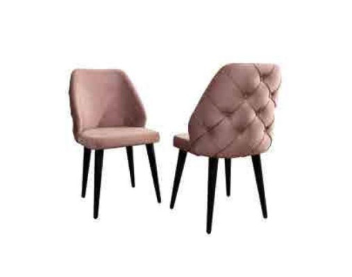 Wooden Upholstered Chair Beige Back Chesterfield Black Legs Dining Room
