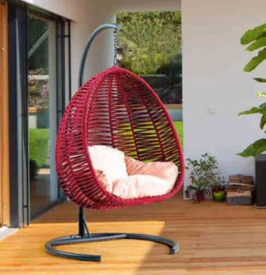 Shell chair oval rattan in red stainless steel for comfort able relaxation new