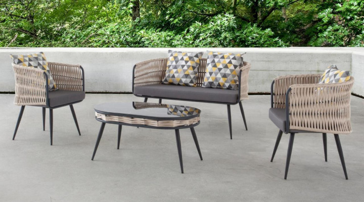 Garden furniture sofa set table stool armchair veranda seating group n 4 pieces.