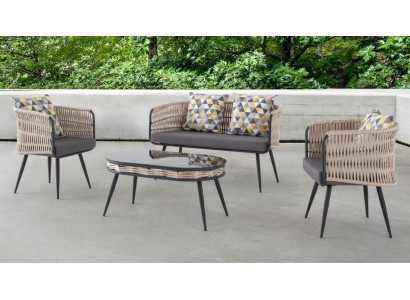 Garden furniture sofa set table stool armchair veranda seating group n 4 pieces.