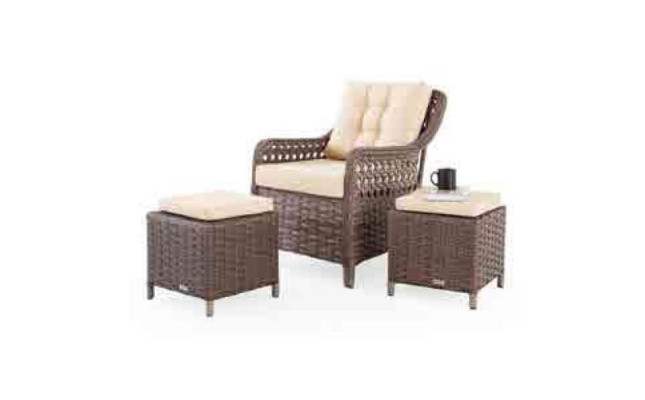 Garden furniture sofa set table armchair seating group n veranda stool 6 pieces.