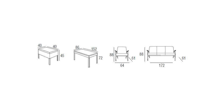 Garden furniture sofa set table armchair seating group n veranda stool 6 pieces.