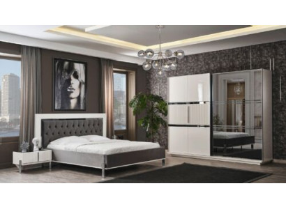 Bedroom Furniture Set Bed 2x Bedside tables Beds 4pcs.Complete set Gray