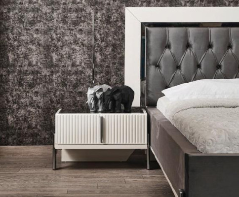 Bedroom Furniture Set Bed 2x Bedside tables Beds 4pcs.Complete set Gray