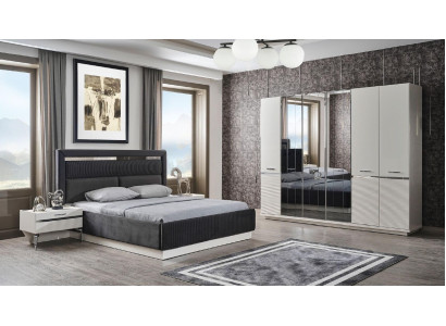 Bed 2x Bedside tables Wardrobe Bedroom Sets Design Luxury Set