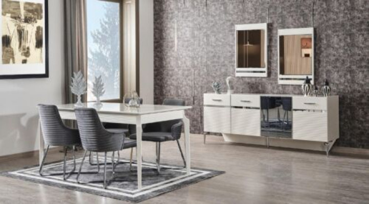 Dining room Suite Dining table Group Furniture 6x Chairs Sideboard Set 9pcs