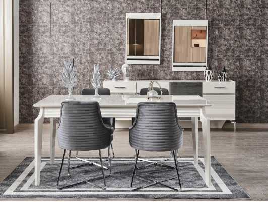 Dining room Suite Dining table Group Furniture 6x Chairs Sideboard Set 9pcs