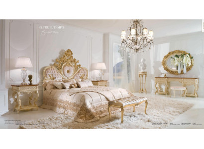 Luxury Bedroom Double Bed Bedside table Dressing table Mirror 8pcs