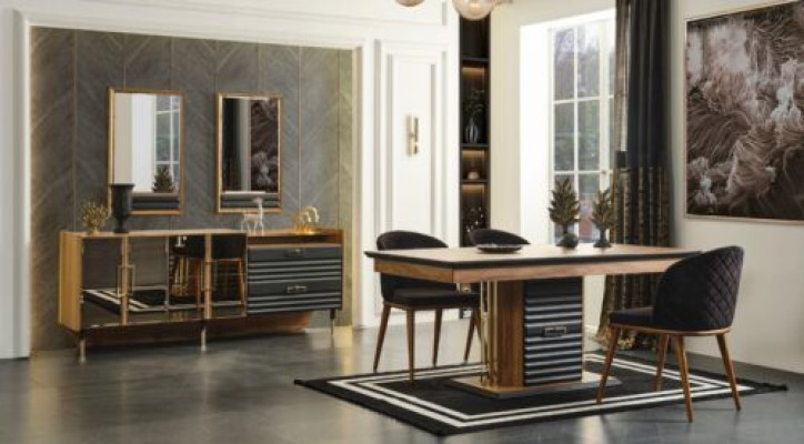 Dining table Dining room Set Dining set Modern Table new 6x Chairs Brown