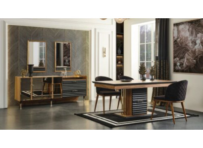 Dining table Dining room Set Dining set Modern Table new 6x Chairs Brown