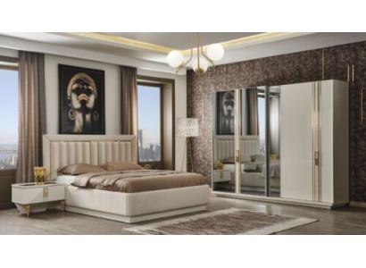 Bedroom Bed Bedside table Wardrobe new 4-piece luxury design white