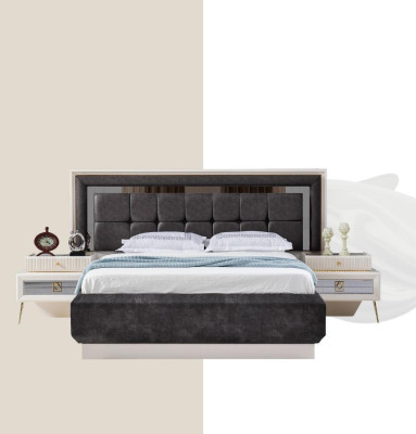 Bedroom Set Design Modern Luxury Furniture Bed 2x Bedside tables 4pcs.