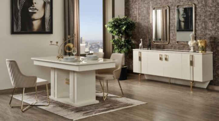 Suite dining set 9 pieces. Dining set Dining table 6xChairs Sideboard White