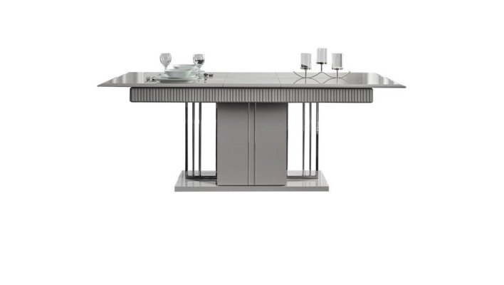 Dining set Dining table Table stainless steel Design Dining room Suite 6xChairs
