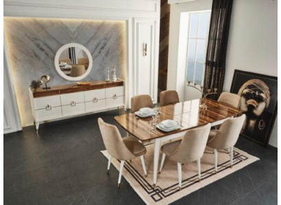 Dining table Wood 6x Chairs Group Dining room Suite Chair Set Table