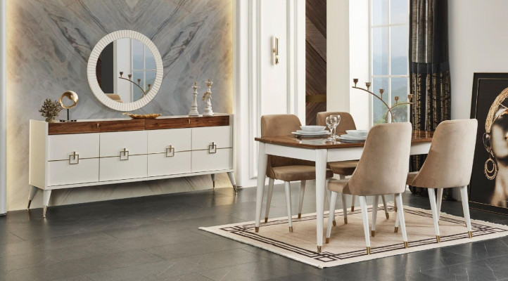Dining table Wood 6x Chairs Group Dining room Suite Chair Set Table
